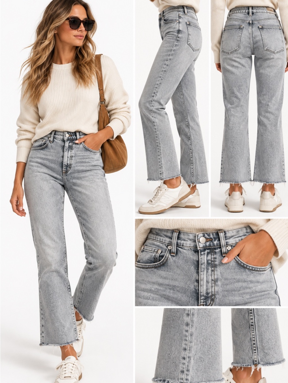 rag & bone High Rise Ankle Flare Jeans Light Gray wash size 30